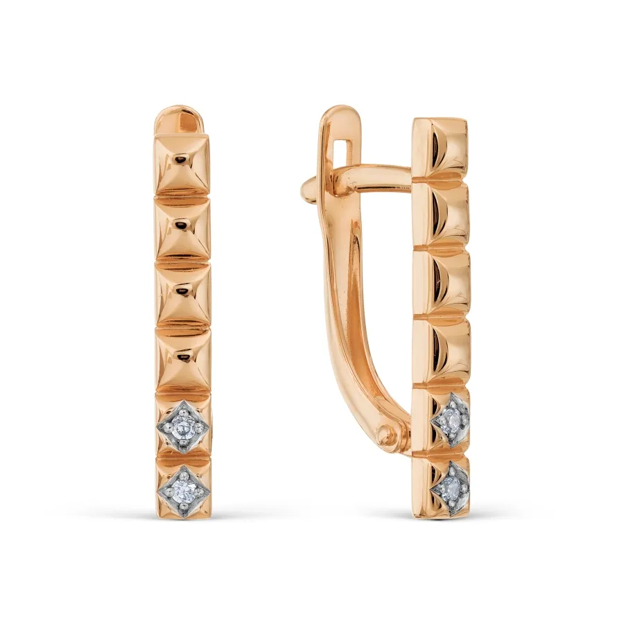 Cercei din aur roșu cu Cubic Zirconia Incolor