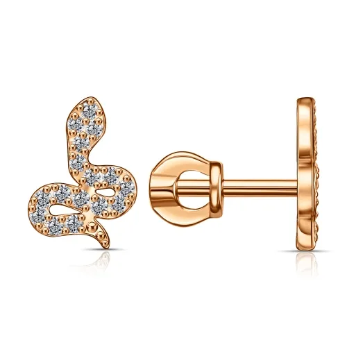 Cercei Pusete din aur roșu cu Cubic Zirconia Incolor