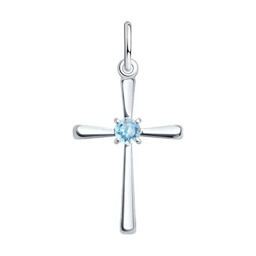 Cruce din argint cu Topaz albastru