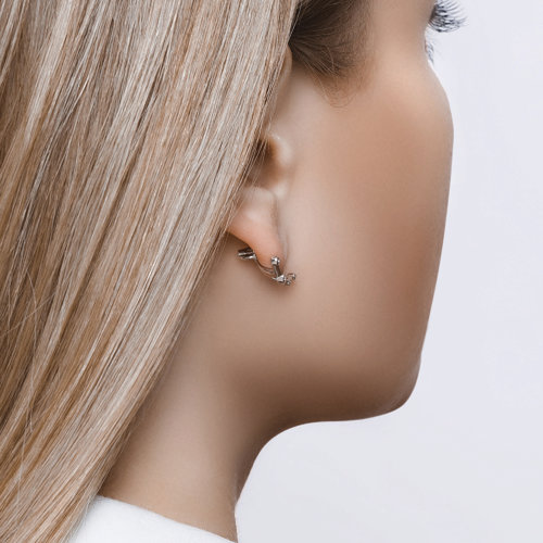 Cercei Pusete din argint  cu pietre Cubic Zirconia Incolor