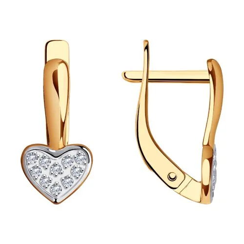 Cercei din aur roșu cu Cubic Zirconia Incolor