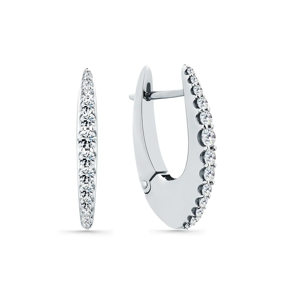 Cercei din aur alb cu Cubic Zirconia Incolor
