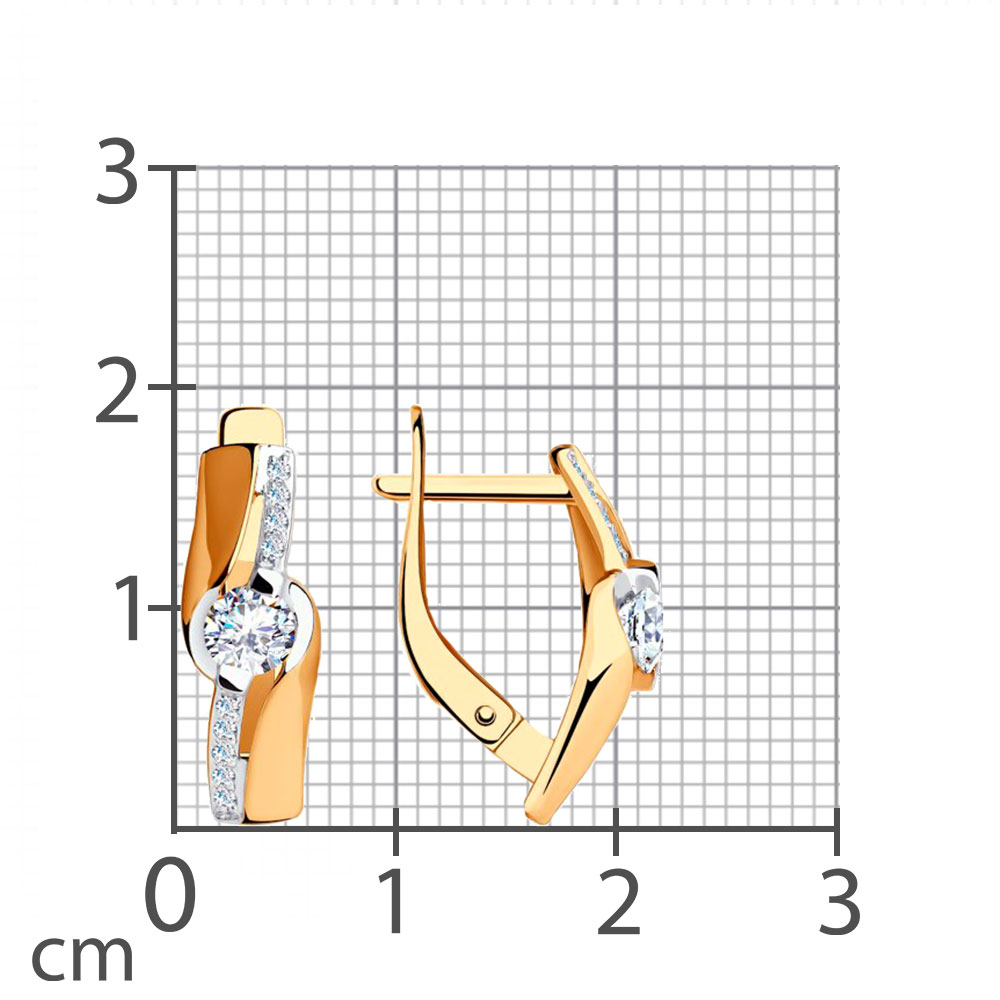 Серьги из красного золота с камнями Фианит