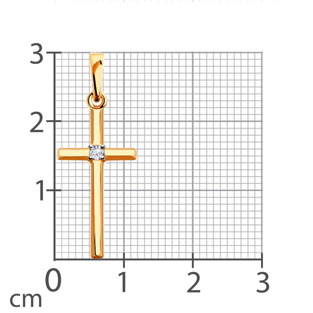 Cruce din aur roșu cu pietre Cubic Zirconia Incolor