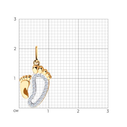 Pandantiv din aur roșu cu pietre Cubic Zirconia Incolor