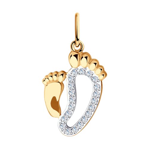 Pandantiv din aur roșu cu pietre Cubic Zirconia Incolor
