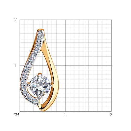 Pandantiv din aur roșu cu pietre Cubic Zirconia Incolor