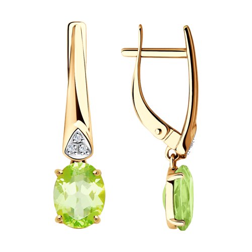 Cercei Suspendați din aur roșu cu pietre Cubic Zirconia Incolor, Crisolit