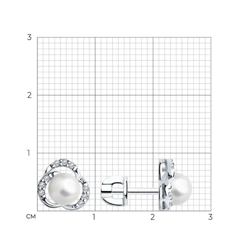 Cercei Pusete din argint cu Cubic Zirconia Incolor, Perla Imit.