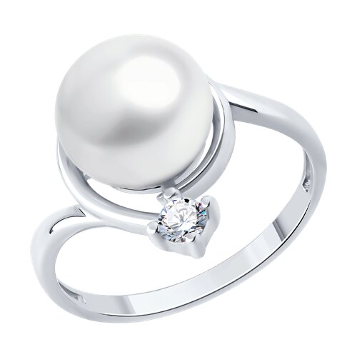 Inel din argint  cu pietre Cubic Zirconia Incolor, Perla Albă