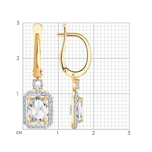 Cercei Suspendați din aur roșu cu Cubic Zirconia Incolor, Cristal de munte