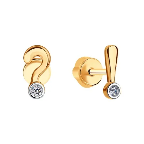 Cercei Pusete din aur roșu cu Cubic Zirconia Incolor