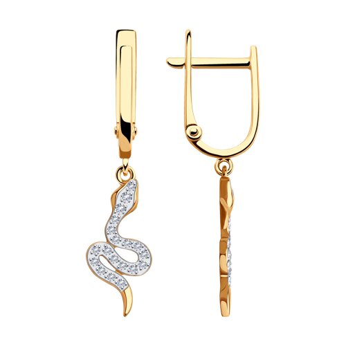 Cercei Suspendați din aur roșu cu pietre Cubic Zirconia Incolor
