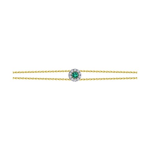 Brățară din aur galben cu pietre Diamant, Smarald
