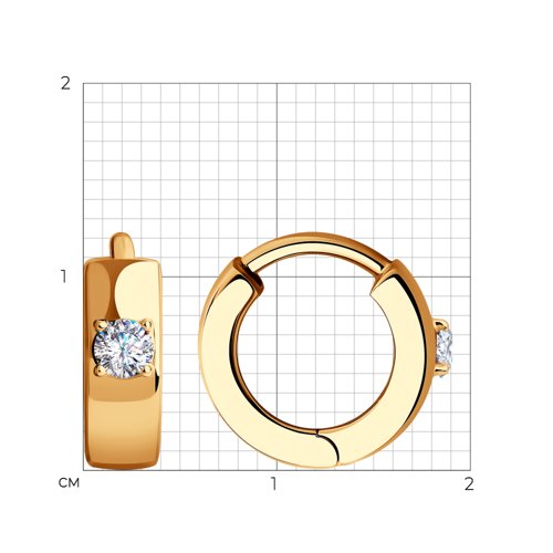 Cercei Creole din aur roșu cu pietre Cubic Zirconia Incolor