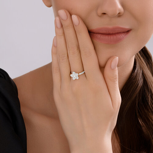 Inel din aur roșu cu pietre Cubic Zirconia Incolor
