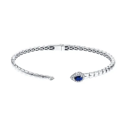 Brățară din aur alb cu Diamant, Safir și Tijă din oțel