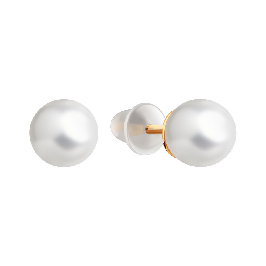 Cercei Pusete din aur roșu cu pietre Perla neagră, Silicon