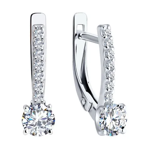 Cercei din aur alb cu Cubic Zirconia Incolor