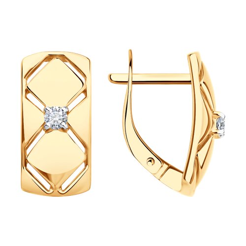 Cercei din aur roșu cu pietre Cubic Zirconia Incolor