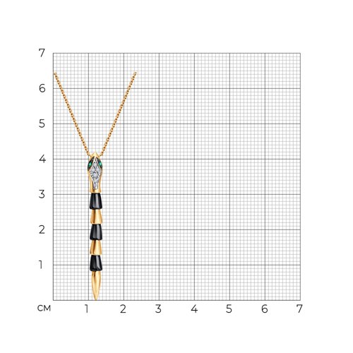 Колье из красного золота с камнями Бриллиант, Изумруд и Керамика черная