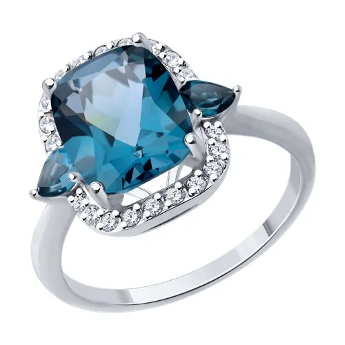 Inel din aur alb cu Cubic Zirconia Incolor, Topaz London