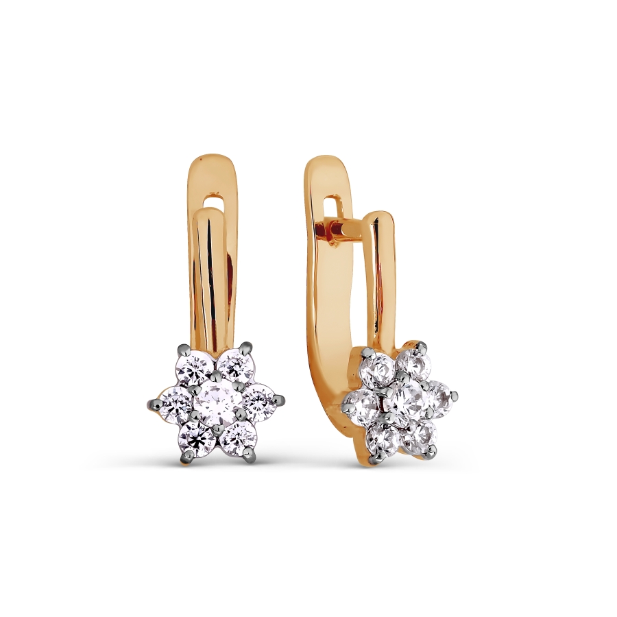 Cercei p-u copii din aur roșu cu Cubic Zirconia Incolor
