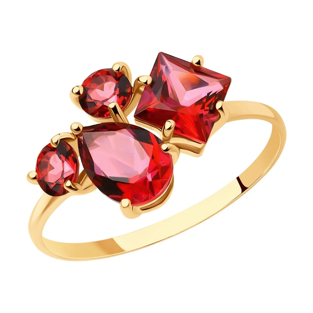 Inel din aur roșu cu Topaz Swarovski rosu