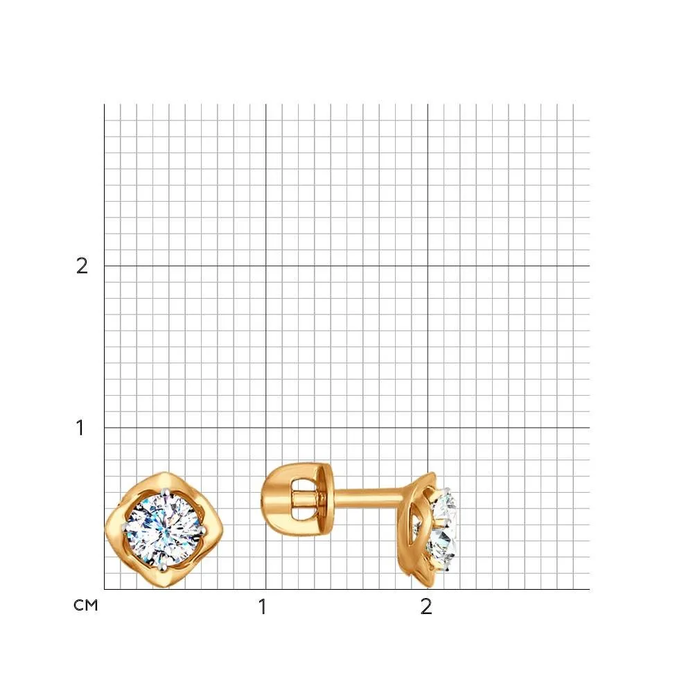Cercei Pusete din aur roșu cu Cubic Zirconia Incolor