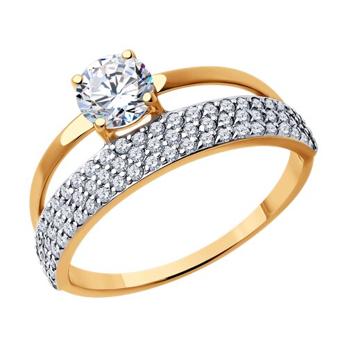 Inel din aur roșu cu pietre Cubic Zirconia Incolor