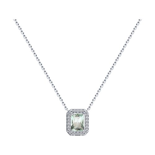 Colier din argint  cu pietre Cubic Zirconia Incolor, Prasiolit