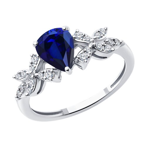 Inel din aur alb cu pietre Diamant, Safir