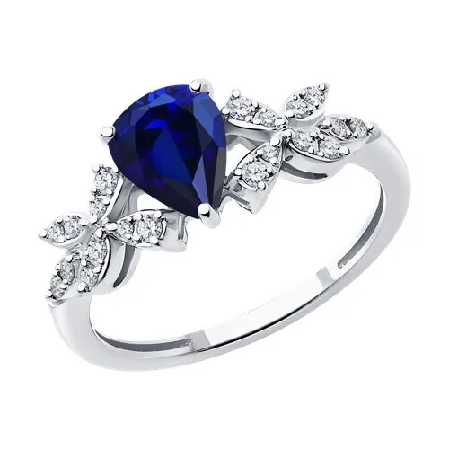 Inel din aur alb cu Diamant, Safir