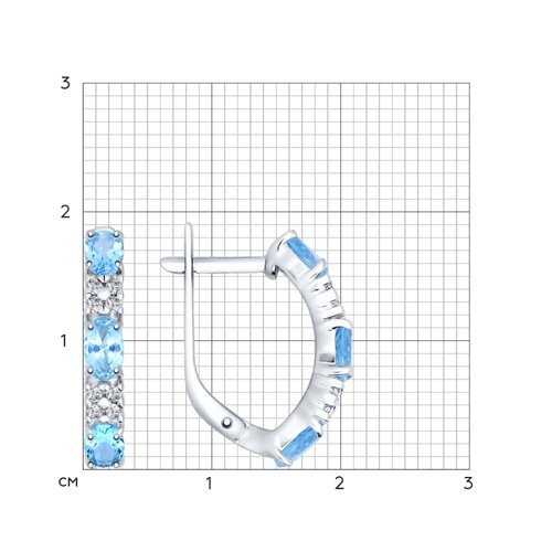 Cercei din argint  cu pietre Cubic Zirconia Incolor, Topaz albastru