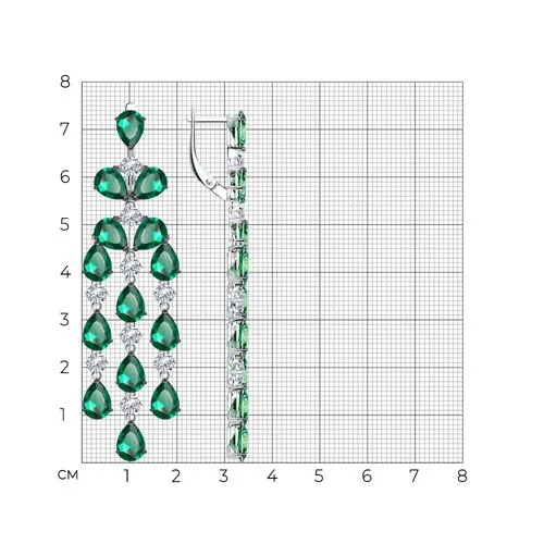 Cercei Suspendați din argint cu Cubic Zirconia Incolor, Cubic Zirconia Verde