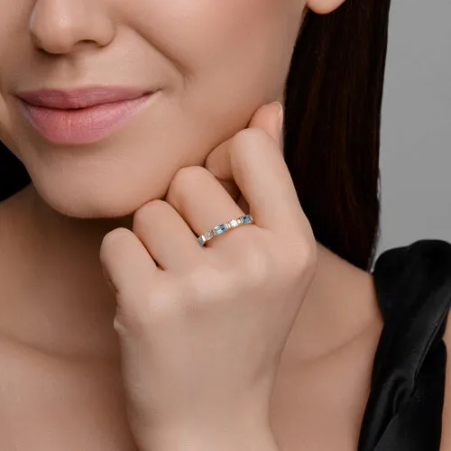 Inel din aur roșu cu Cubic Zirconia Incolor, Topaz Swiss