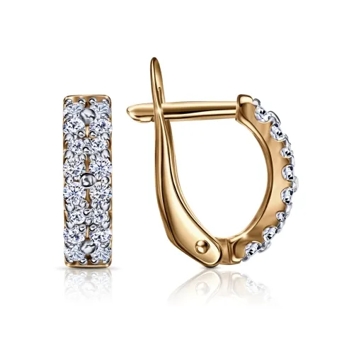 Cercei din aur roșu cu Cubic Zirconia Incolor