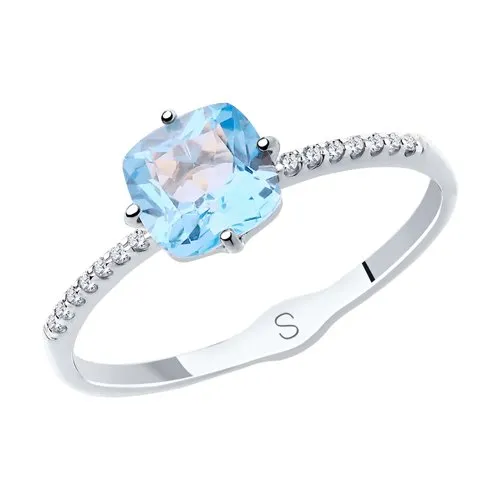 Inel din aur alb cu Cubic Zirconia Incolor, Topaz Swiss