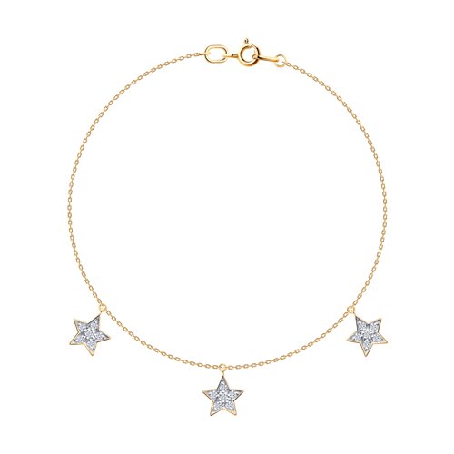 Браслет Звезда из красного золота с камнями Фианит