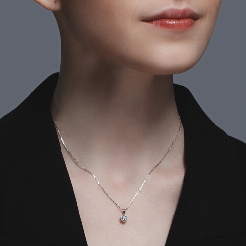 Colier din aur alb cu pietre Diamant