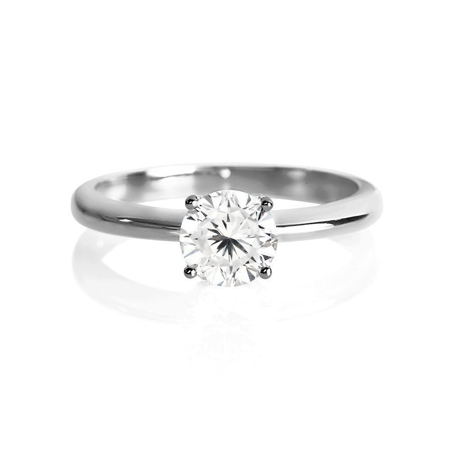 Помолвочное кольцо из белого золота с камнями Swarovski