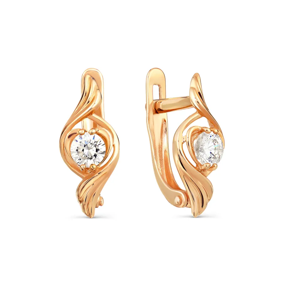 Cercei din aur roșu cu Cubic Zirconia Incolor