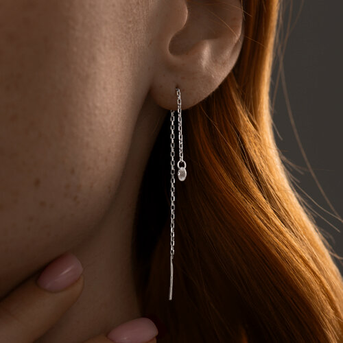 Cercei Lanț din argint  cu pietre Cubic Zirconia Incolor