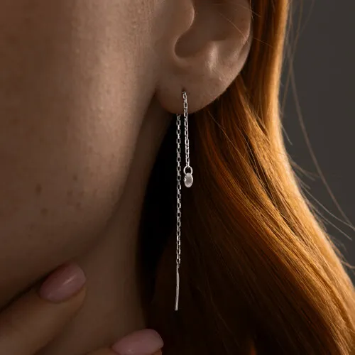 Cercei Lanț din argint cu Cubic Zirconia Incolor