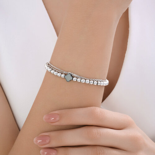 Браслет из серебра с камнями , Леска