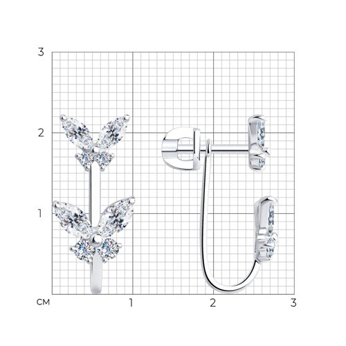 Cercei Pusete din argint  cu pietre Cubic Zirconia Incolor