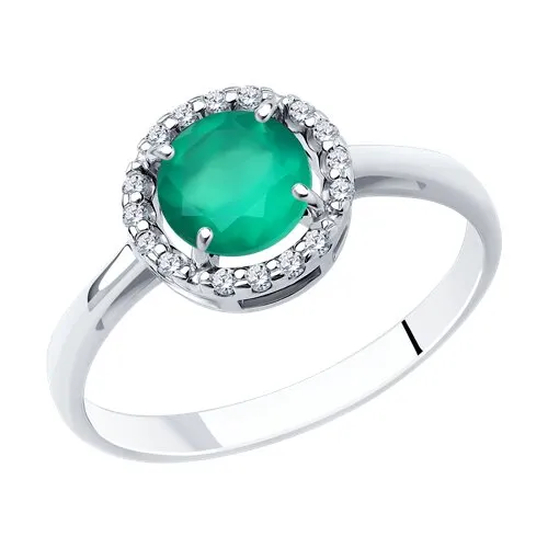 Inel din argint cu Cubic Zirconia Incolor, Agat verde