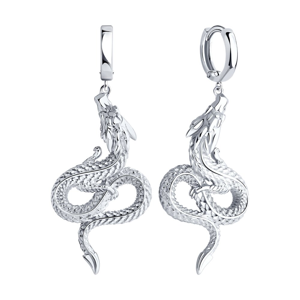 Серьги Конго из серебра без камней