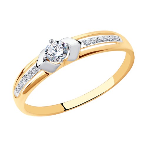 Inel din aur roșu cu pietre Cubic Zirconia Incolor