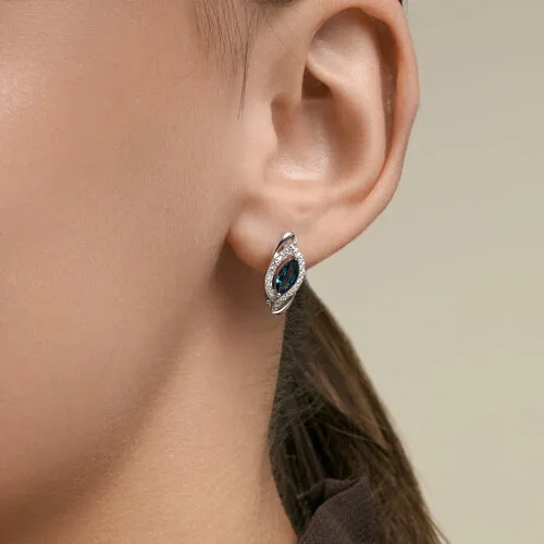 Cercei din aur alb cu Cubic Zirconia Incolor, Topaz London